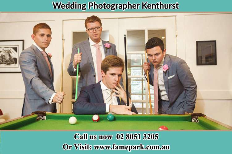 Photo of the Groom and the groomsmen playing billiard Kenthurst NSW 2156